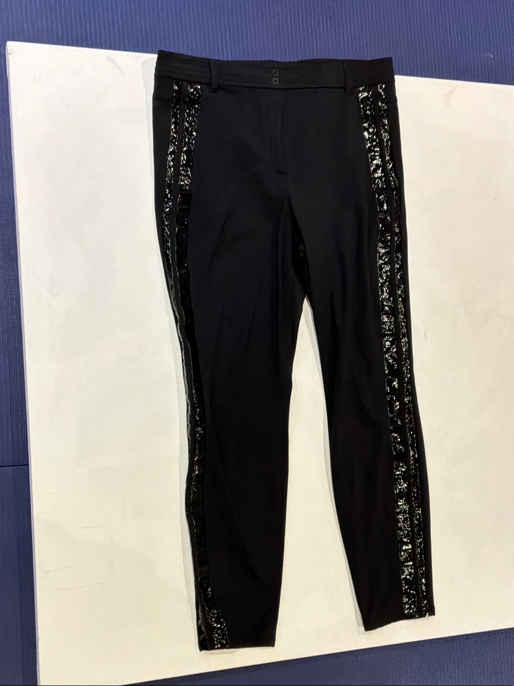 Marc Cain Black Skinny Pants with Embellished Side Stripes